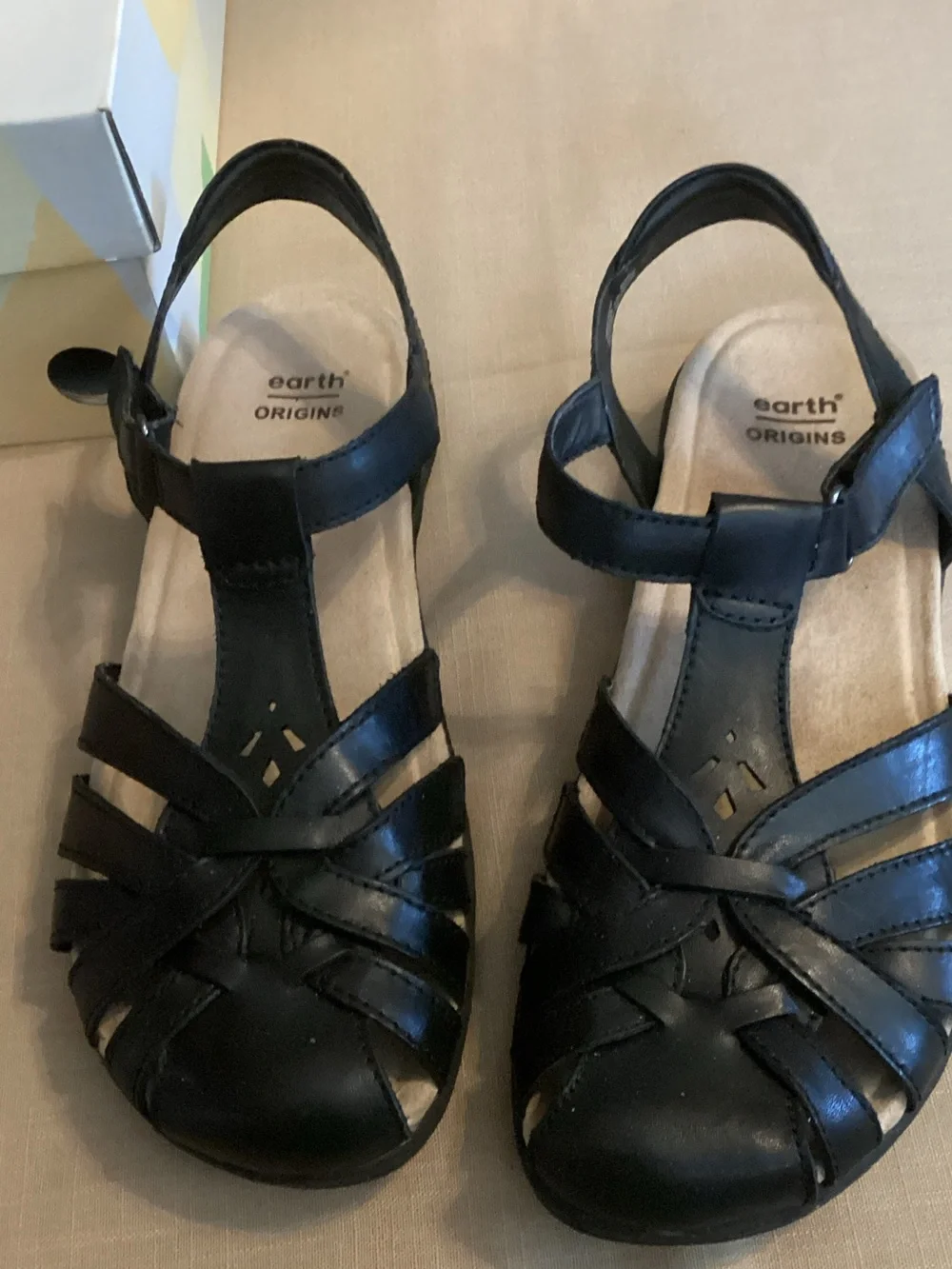 Earth Origins Black Women's Strappy Leather Sandals